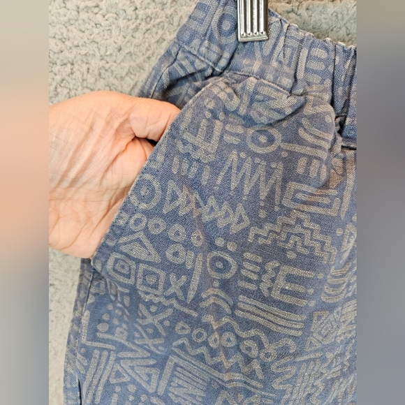 Chubbies Shorts Mens Sz M Blue Aztec Print Cotton Linen Blend Elastic Waist - Picture 5 of 11